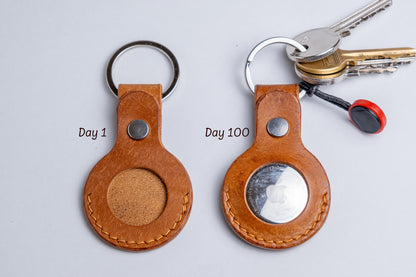 Leather AirTag Keychain Case