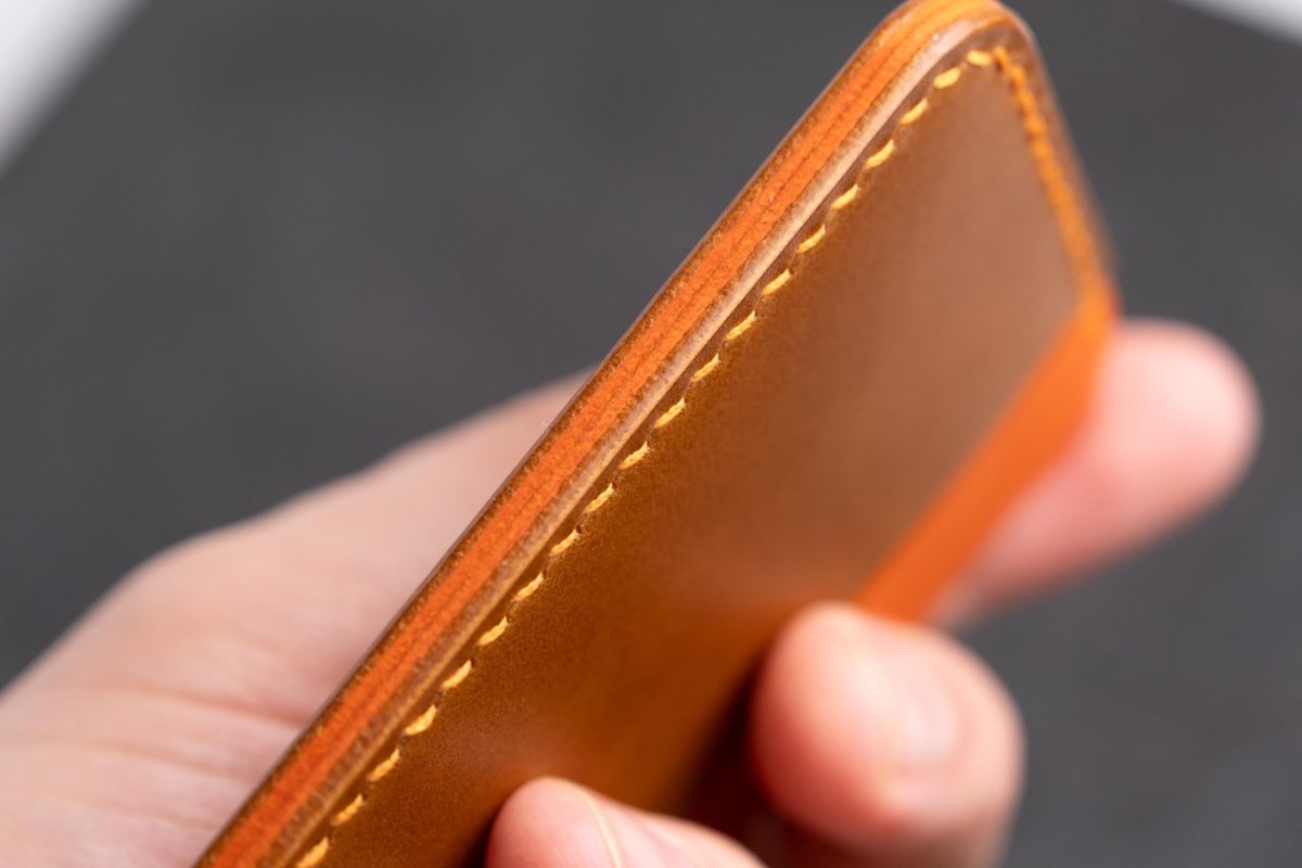 Handmade Leather Card Holder - Orange - Brown - GRHandcraft