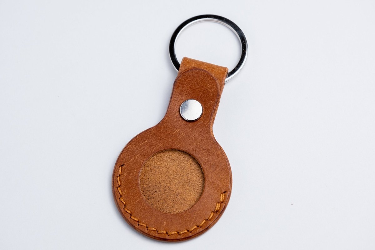 Leather AirTag Keychain Case - GRHandcraft