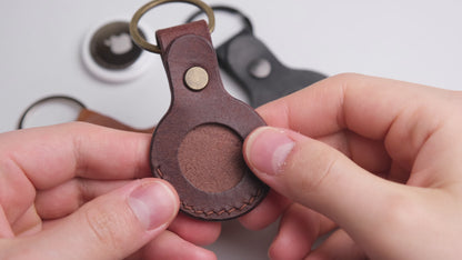 Leather AirTag Keychain Case